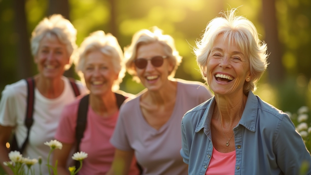 Group of happy seniors enjoying outdoor activities together in nature