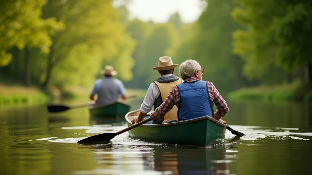 Group of seniors enjoying a guided boat tour on calm waters